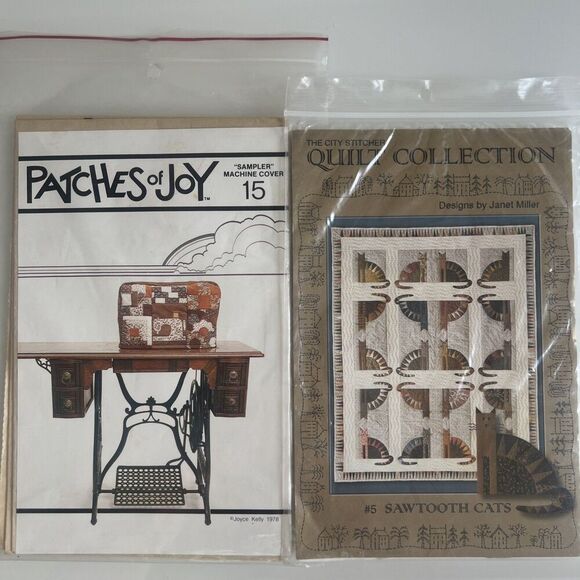 The City Stitcher Sawtooth Cats & Patches Of Joy Vintage Quilting Patterns - Picture 1 of 5
